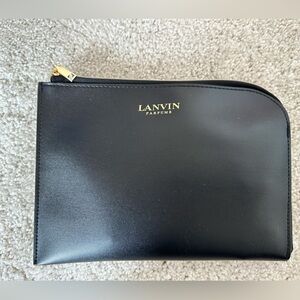 Lanvin Black & Tan Leather Pouch – Turkish Airlines Amenity Kit